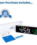 3-In-1 Decibel Meter With Humidity And Temperature Readout, Keep It Down Classroom Noise Monitor, packaging and warranty card