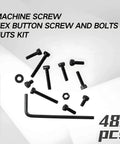 Dope Pro Grade M3 Black Hex Socket Screws Kit 480Pcs With Nuts Washers And Wrench Key, Alloy Steel 12.9 Grade, visible components.