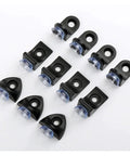 Right Angle Cabinet Shelf Clips 20 Pack With Suction Cup Glass Base Support, Sturdy Clamp Partition Board Holder in black plastic