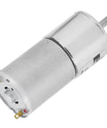Ultra Quiet DC Gear Motor 24V With All Metal Gears And Pure Copper Coils For Industrial Low Speed High Torque Projects Plus Automatic Safety Cut Off, silver motor with metal casing.