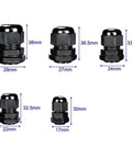 Waterproof IP68 Nylon Cable Gland Kit 10 Pieces Heavy Duty Adjustable Locknuts For Pg7 Pg9 Pg11 Pg13.5 Pg16 Cables