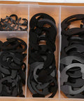 Heavy Duty 300Pcs Metal E Clip Retaining Rings Set For Repair Shops And Home Use High Grade Steel Build Sturdy Durable showing clips in organizer.
