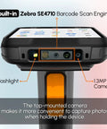 Workhorse Android Barcode Scanner With Pistol Grip Equipped With SE4710 Engine showing display, flashlight, and 1.3MP camera
