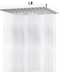12 Inch High Pressure Square Rain Shower Head With Six Tenths Of An Inch Thick Metal Construction And Adjustable Brass Ball Joint For Full Body Waterfall Coverage In Chrome Finish, CUPC Certified For Consistent Flow