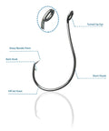 Detailed view of circle octopus hook with annotations from Beginner Fishing Tackle Kit 80 Pcs With Hooks Bobbers Sinkers Circle Octopus Hooks Starter Set