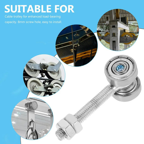 Tough As Nails Dual Wheel Sliding Door Roller Pulley With Double Bearings Smooth Riding Galvanized Steel Track No Sweat Installation Cabinet Hardware Drop In Replacement For Homeowners, showing a metal pulley with a screw bolt