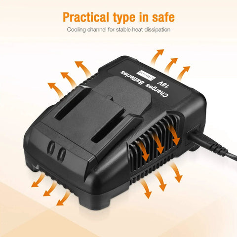 18V Battery Charger For Ridgid Tools with cooling channel, safe heat dissipation, Fast Reliable Charging With R86092 and 18V Hyper Lithium Ion Packs