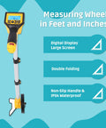 Portable Digital Measuring Wheel With Large Backlit Screen And Smart Memory Storage delivers measurement accuracy with digital display.