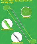 Backyard Golf Game Set For Adults featuring 36 inch clubs with green ABS plastic heads and stainless steel shafts.