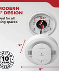 Keep Your Crew Safe With This Rock Solid Hardwired Smoke Detector Featuring AA Battery Backup, Clear Voice Alerts, And Fast 120V Safety Tech That Handles Heat No Sweat, modern design 5 inches.