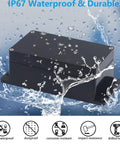 Outdoor Waterproof Junction Box IP67 Project Box Built Tough For DIY Electrical Enclosures ABS Construction Mounting Ear Dustproof And Weather Resistant Ideal For Outdoor Electronics 7.9 X 4.7 X 3 Inches, black ABS with mounting ears