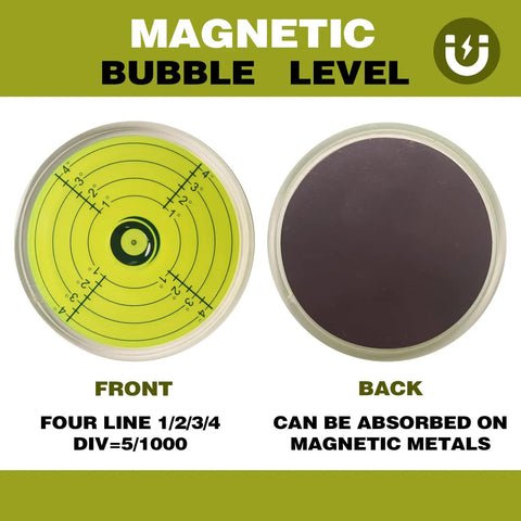 3.15 Inch Magnetic Bullseye Bubble Level Featuring Rock Solid Rear Magnet For RV And Heavy Machinery Workshop Must Have Tool - front view with measuring lines.