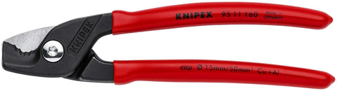StepCut Cable Shears 6.25-Inch for cutting multi-core copper and aluminum wires shown with red handles, side view