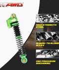 Beefed Up Aluminum Oil Filled RC Shocks for Axial AX24 XC1 4WS 1 24 Scale Upgrades, green shock with threaded collar