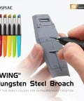 Precision Aluminum Alloy Scribing Blade Holder Featuring An Extra Fine Comfort Grip And Vibration Dampening Design For Rock Solid Model Making Professional Heavy Duty Carving Stylus In Pink, shown marking a model piece.