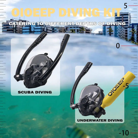 Compact 0.5L Mini Scuba Tank With Sub Mask from OIOEEP Diving Kit in underwater diving setup