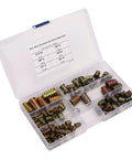 Solid Zinc Alloy Hex Drive Threaded Inserts For Furniture Repair And Assembly That Install Easy With Tool Kit To Tighten Wood Screws Securely Without Stripping Or Breaking in organizer box.