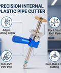 Inside Pipe Cutter With One Quarter Inch Hex Shank, Easy Depth Lock, Tool Free Adjustment, for PVC PPR PEX Pipes 1.5 to 8 Inches