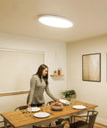 32 Inch Slim Oval Led Ceiling Light Fixture 50W Ultra Bright 3500 Lumen Dimmable Adjustable Color Temperature 2700K 4000K Ceiling Lamp in dining room