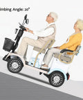 Four Passenger Electric Golf Cart For Adults Delivers A Kick Back Cruise Vibe With Hassle Free Steering, inclined with two riders.