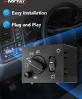 Top Tier Headlight Dimmer Switch Replacement For 2003 To 2007 Chevy Silverado And Gmc Sierra 1500, displaying smooth brightness adjustment and plug-and-play design.