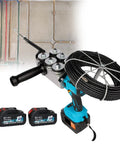 Game Changer Heavy Duty Cordless Electric Fish Tape With Automatic Cable Puller and six steel rollers.