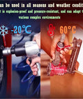 Heavy Duty Polyurethane Pneumatic Air Compressor Hose For Tough Shop Grind Flexible Compressed Air Tubing, showing usage in cold and hot conditions.