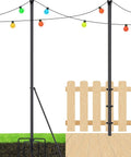 Sturdy Outdoor String Light Poles 2 Pack With 5 Prong Foot And U Bracket For Easy Grass Or Fence Mount Ideal For Patio Garden Backyard