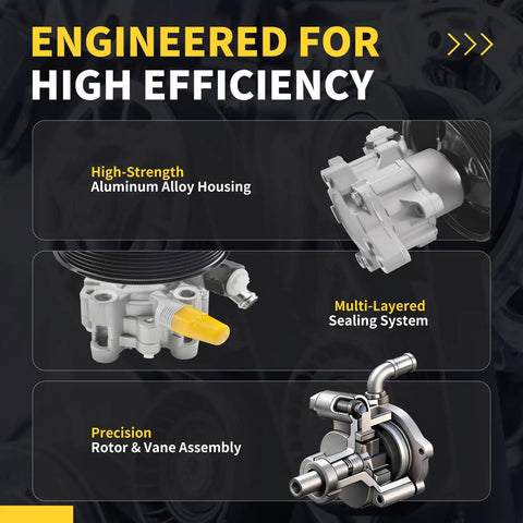 High-strength aluminum alloy housing with multi-layered sealing system, Solid Power Steering Pump Compatible With Toyota Camry And Solara 2002 to 2009 Models 2 4 Liter Inline Four Engines Zero Fuss Direct Swap Goes Hard Daily Driver Ready For Smooth Rides.