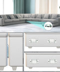 Solid Metal Sectional Couch Connectors To Keep Sections From Sliding Apart, with interlocking brackets on beige sofa modules.