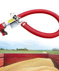 High Suction Grain Transfer Pump For Home And Farm Use With Flexible Hose And Quick Release Design above grain-filled trailer
