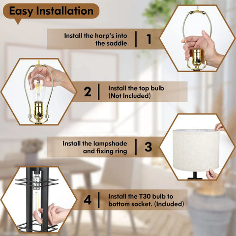 Easy installation guide for Farmhouse Style Twin Table Lamps With USB Ports For Bedroom And Living Room 27 And A Half Inch Tall