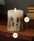 Moving Flame Pillar Candle With Lavender And Rosemary Scent, Flameless LED Battery Operated Candle, 3.25 Inch Diameter