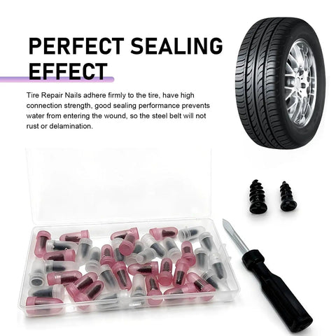 40 Piece Car Tire Repair Nails Screw In Self Service Vacuum Tire Plug Kit Carbon Steel Waterproof Puncture Repair Screws