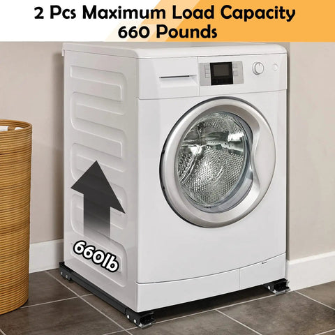 Heavy Lifter No Sweat Extendable Appliance Rollers, Smooth Glide Furniture Mover Tools With Expandable Design For Effortless Washer Dryer Transport, Classic Black Set Of Four under a washer with 660 lbs capacity.