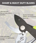 Close-up of Heavy Duty Loppers For Tree Trimming With Gear Technology And Labor Saving Pruning Shears Alloy Steel Blade With Teflon Coating showing blade details.