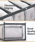 Mesh Nylon Wardrobe Drawer Organizer Set For Closet Storage in close-up, showing thickened edging and quality breathable mesh.