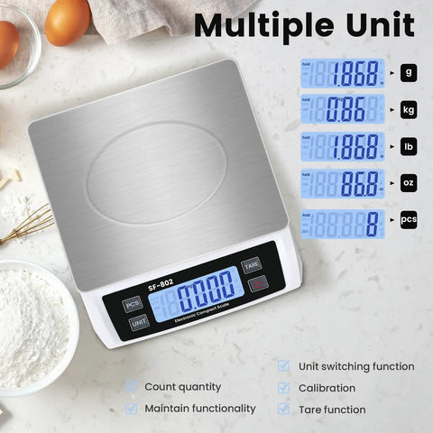 Pro Grade Digital Kitchen Scale With 66 Pound Capacity For Baking And Cooking A Large Food Scale In Stainless Steel With LCD Display