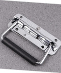Close-up of Kickass Two Pack Folding Spring Loaded Case Handle made of chrome steel with rubber grip for secure use.