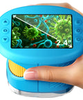 Awesome Kids Digital Microscope With 4K Clarity And 2.4 Inch Screen showing micro-organisms, handheld USB microscope for kids.