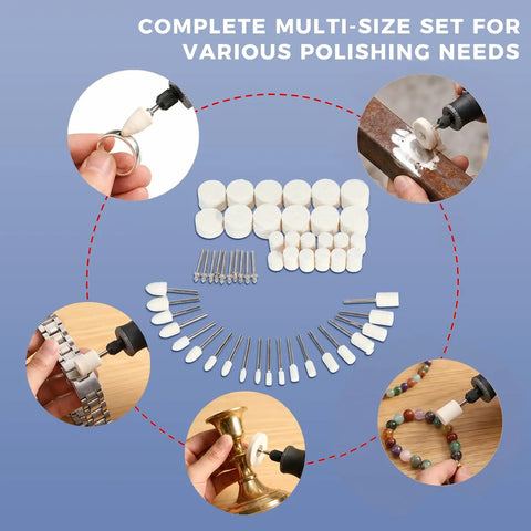 Top Tier 100 Piece Wool Felt Buffing Wheel Kit With Full Size Assortment For Drill Tools And Rotary Grinders Delivers A Slick Finish For Metalworking And Garage Projects complete set of assorted wool felt pads for various polishing needs