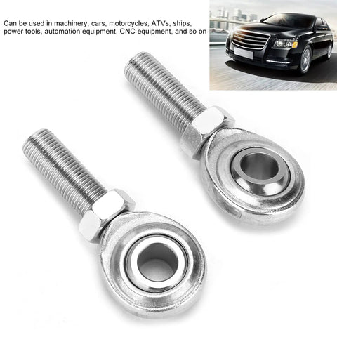 2Pcs CmR-8 Rod End Ball Bearing Kit, 1/2 In Bore 1/2-20 RH Male Thread Stainless Steel, shown from side angle with threads visible.