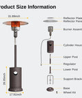 Round Table Patio Heater 48,000 BTU With Dual Layer Stainless Burner And Wheels Bronze Finish ETL Certified size diagram