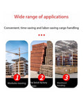 Tough As Nails Heavy Duty Steel Mobile Lift Platform With Big Rolling Casters For Hauling HVAC Duct Cold Storage Panels And Brick Loads On The Job Site Real Quick And Solid applications shown in construction, brick factory, and warehouse settings.