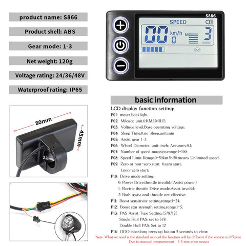 Multivoltage Brushless Ebike Controller Kit 500W 25A With LCD Display For 24V 36V 48V Electric Bikes And Scooters showing specs