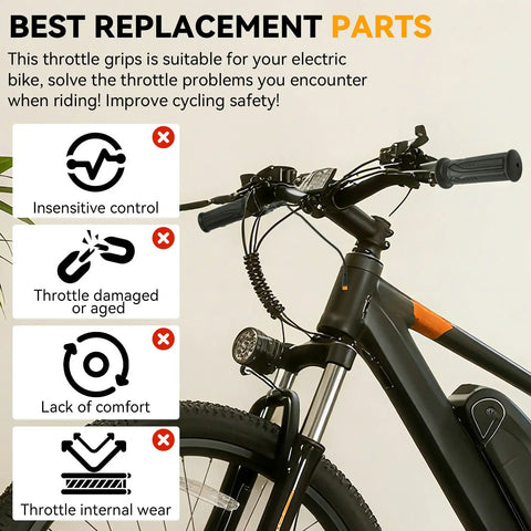 Plug And Play Full Twist Throttle Grip Replacement For Qlife Racer And Cityone Trikes, Racer 27.5 And Fat Tire Models, Spark