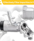Straight Up Genuine Engine Oil Cooler Filter Housing Adapter with hardware, designed to filter debris effectively.