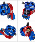 Four views of 30A Brushless Mini ESC And 2204 2400KV Outrunner Motor Transmission Kit For SCX24 Axial 1 24 RC Crawler Car Truck in blue red