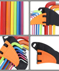 9 Piece Colored Long Arm Ball End Hex Key Set Heavy Duty Steel Multi Function Repairing Wrench Kit For Tough Automotive And Home Use Jobs, colored long arm hex keys with holder