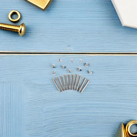 Folding Fan Shaft Rivet Nail And Nut Repair Kit 25mm Set For DIY Hand Fans with silver metal rivets and nuts